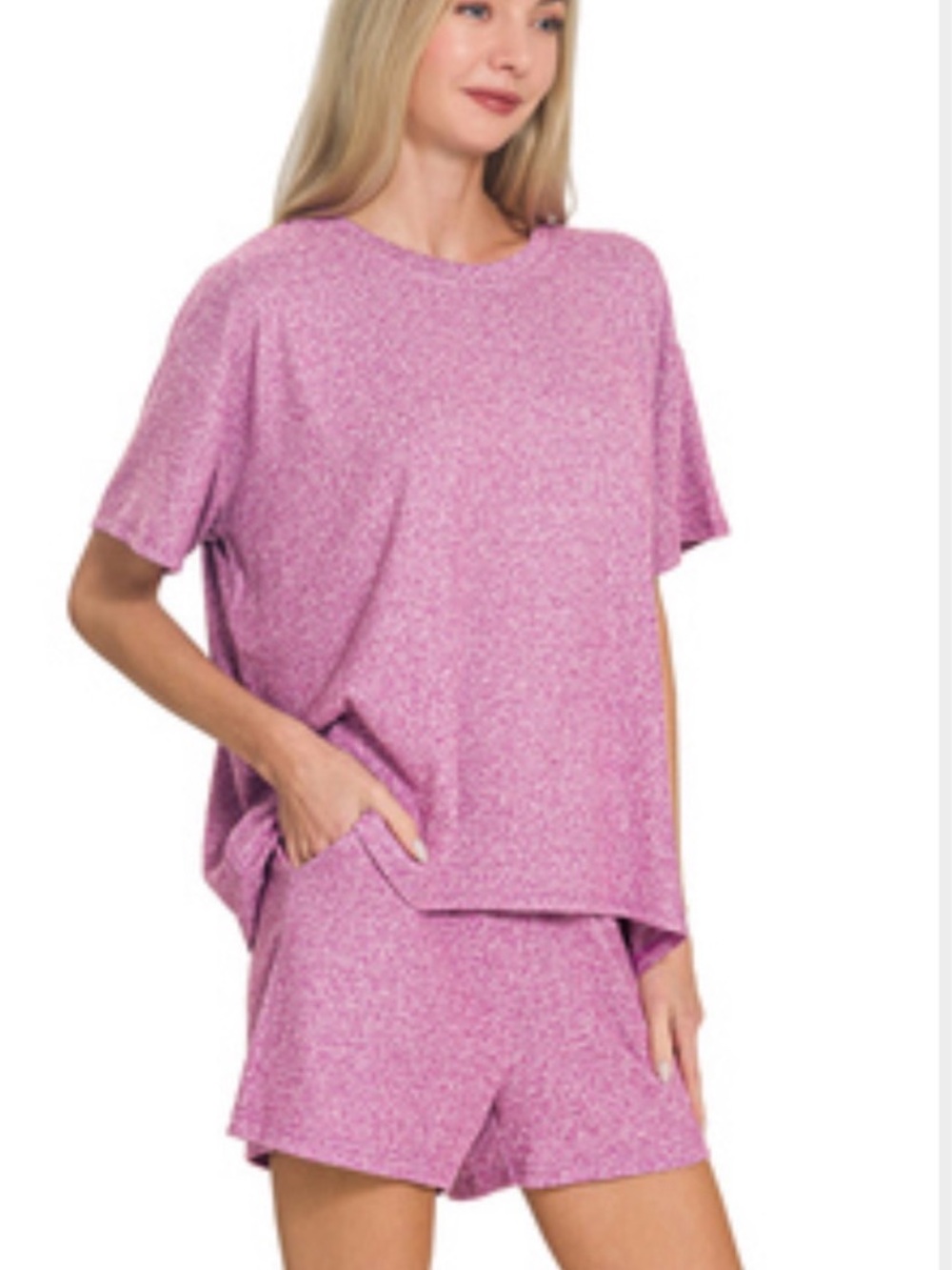 Zenana Outfitters Pink Lounge Short Set